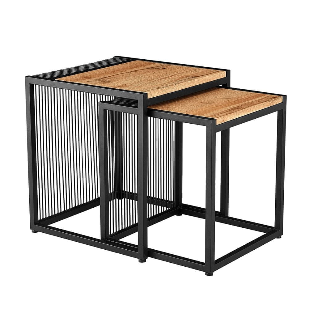 KONDELA Príručný stolík (2 ks) Rimbo - dub / čierna